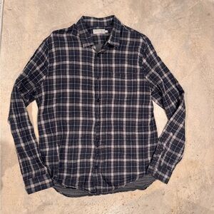 Vince Men's Dark Plaid Button Down Shirt